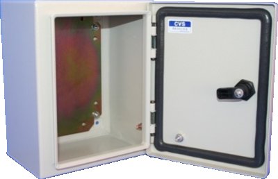 METAL ENCLOSURE 250H x 200W x 150D, 1-DOOR c/w GEAR PLATE (no wall brackets)