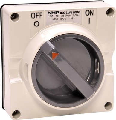 SWITCH 2 POLE 10A 250V AC GREY LESS BACK BOX