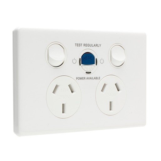 10A DOUBLE ELECTRESAFE RCD POWERPOINT 30mA WHITE, EXCEL LIFE