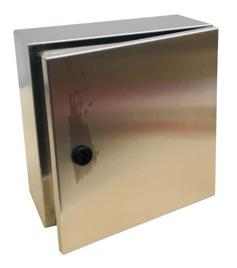 SS304 ENCLOSURE 300H x 300W x 150D, 1-DOOR c/w GEAR PLATE (no brackets)